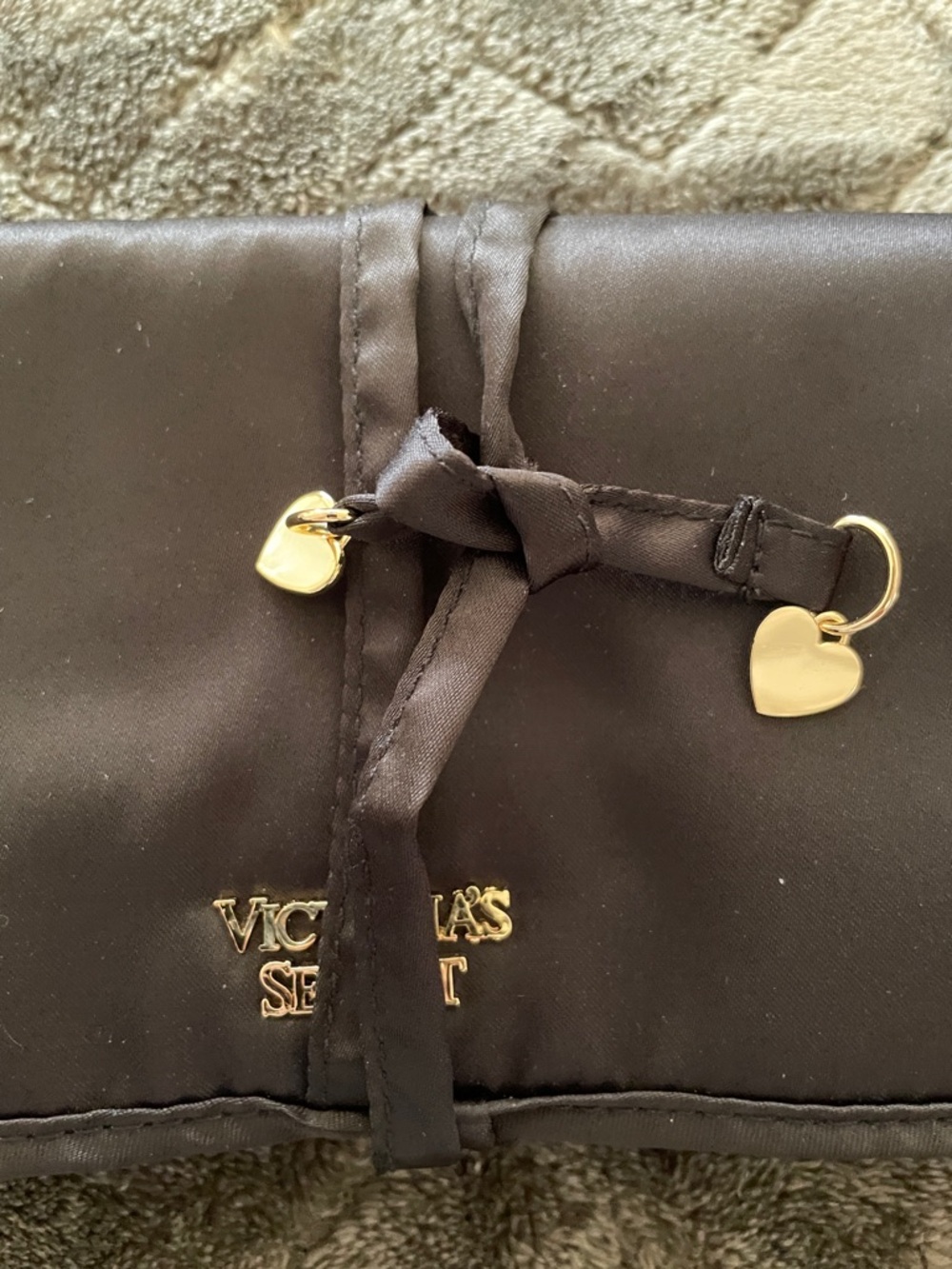 Victoria's Secret Black Travel Jewelry Roll with Gold Accents - Picture 4 of 6